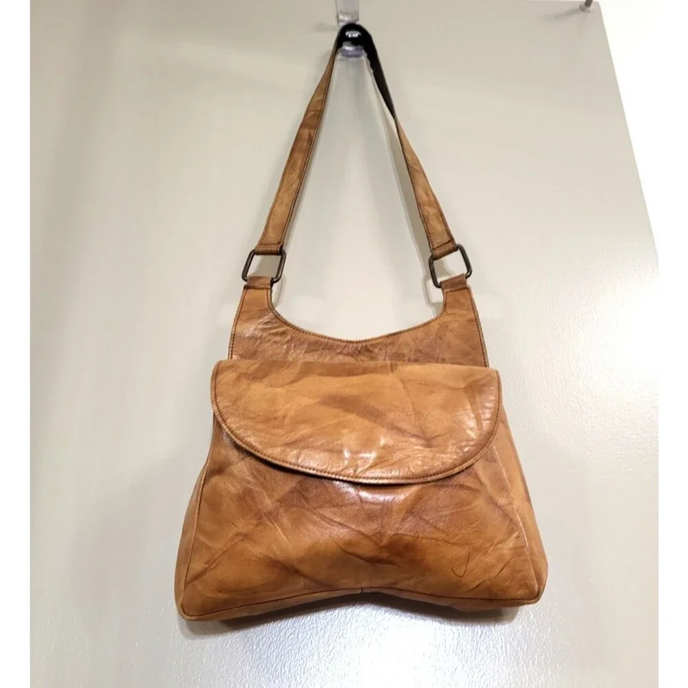 Vintage 70s revival Rustic Brown Leather Saddle Bag Purse Western Boho